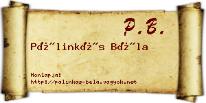 Pálinkás Béla névjegykártya